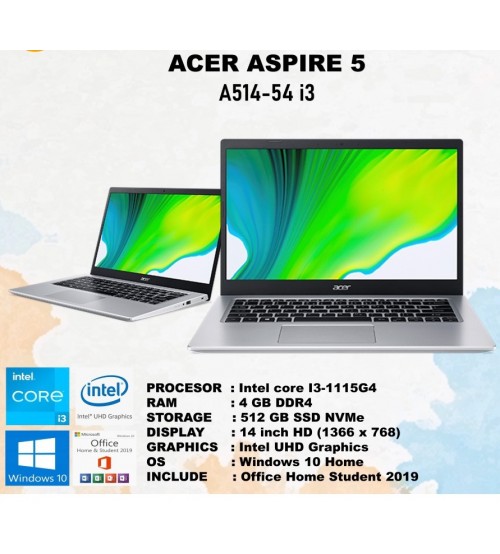 Acer A514 - core i3 - 1005u  -  SSD  512 GB   | Win 11 | 14" |  OHS | FHD IPS